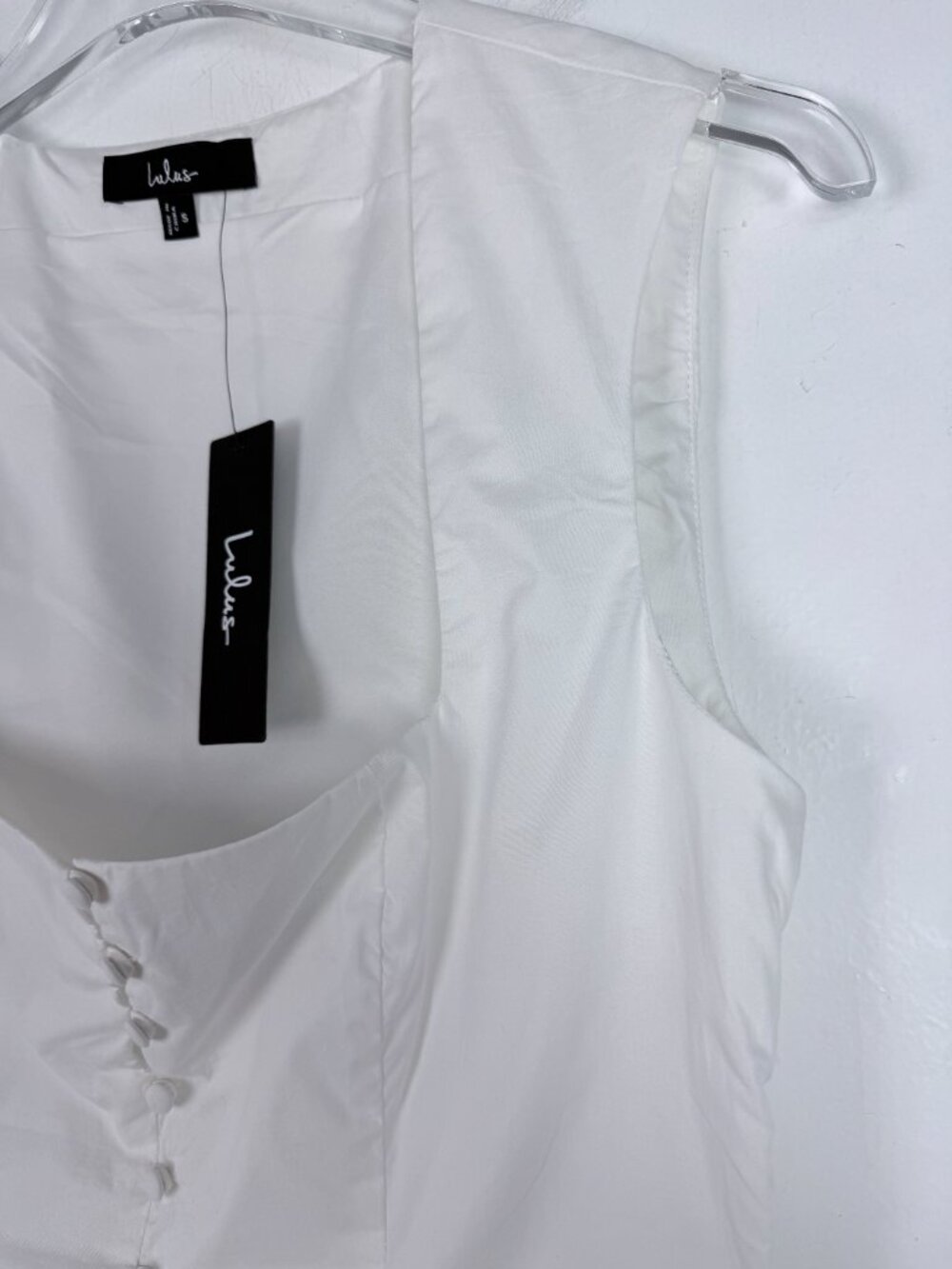 NWT Lulus Square Neck Poplin Top Buttons Sleeveless White Size Small S NEW - Picture 4 of 13